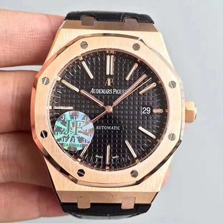 Audemars Piguet Royal Oak 15400 JF Factory Leather Strap Black Dial