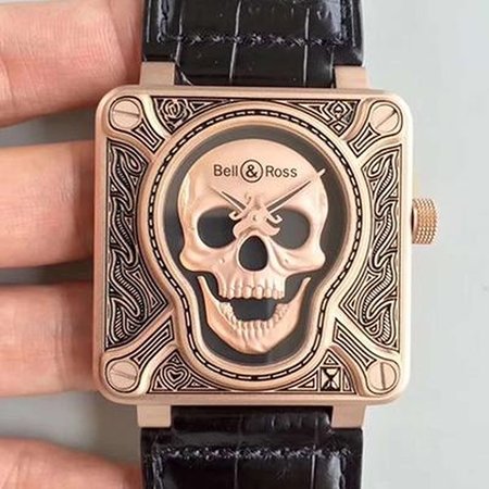 Bell & Ross BR 01 Skull Bronze Rose Gold and Black Dial