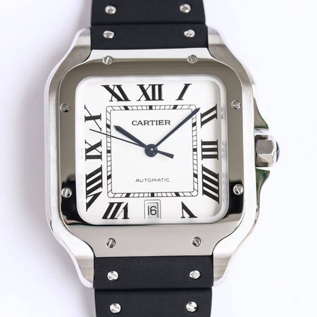 Cartier Santos WSSA0018 GF Factory V2 Black Rubber Strap