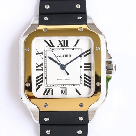 Cartier Santos W2SA0009 GF Factory V2 Black Rubber Strap