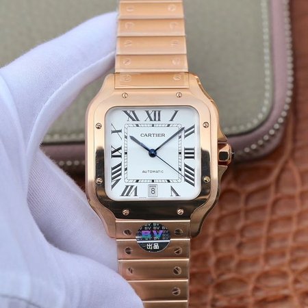 Cartier De Santos 40mm BV Factory 18K Rose Gold Case White Dial