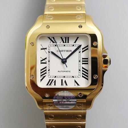 Cartier De Santos W20112Y1 BV Factory White Dial Yellow Strap