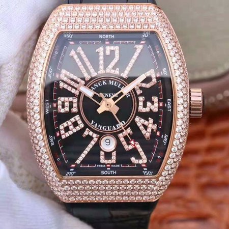 Franck Muller Vanguard 18K Rose Gold V45.SC.DT.D.NBR.CD.5N.NR Black Dial