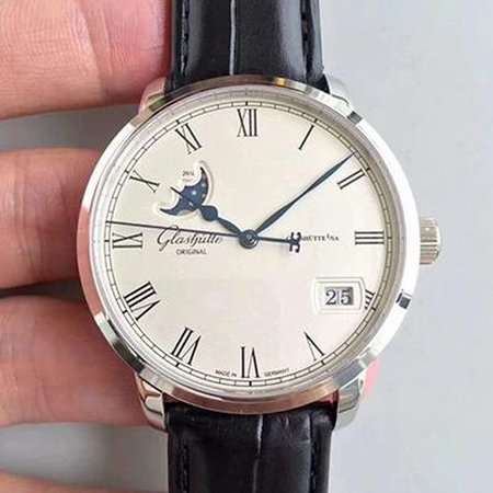 Glashutte Senator Panorama Date Moon Phase 100-04-32-12-04 GF Factory White Dial