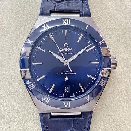 SBF Omega Constellation 131.33.41.21.03.001 VS Factory Blue Leather Strap