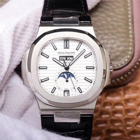 Patek Philippe Nautilus 5726/1A-010 PF Factory Moonphase Black Leather Strap