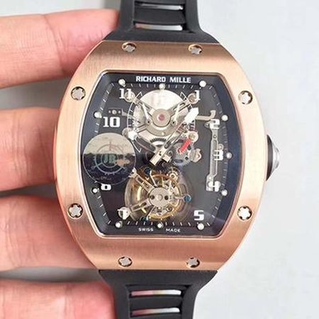 Richard Mille RM001 Rose Gold Tourbillon JB Factory Black Dial