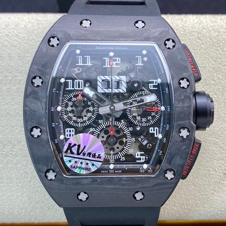 Richard Mille RM011 KV Factory Black Rubber Strap