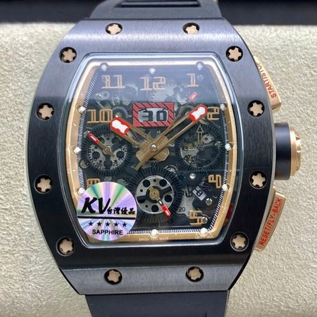 Richard Mille RM011 KV Factory Black Rubber Strap