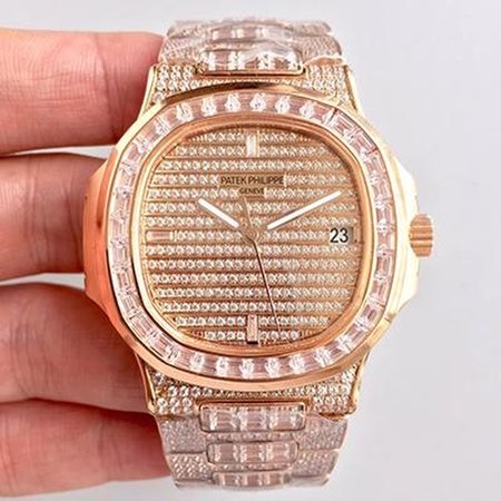 Patek Philippe Nautilus Jumbo 5719/1G-001 Rose Gold Diamonds Dial