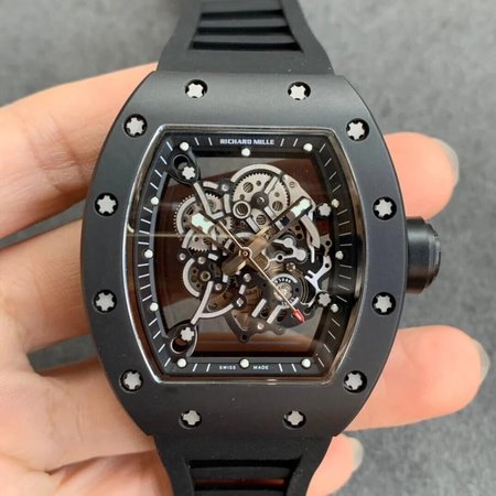 Richard Mille RM055 KV Factory Black Ceramic Rubber Strap