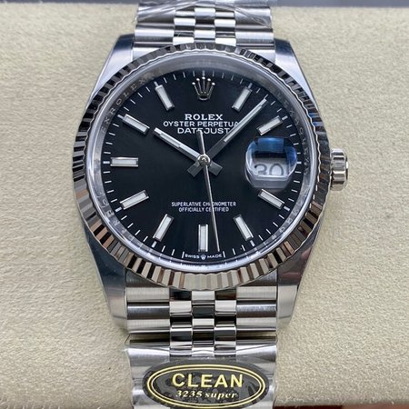 Rolex Datejust M126234-0015 36MM Clean Factory Black Dial Stainless Steel Strap