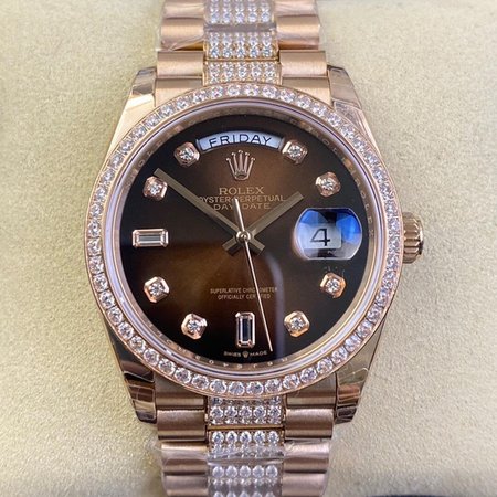 Rolex Day Date M128345rbr-0041 EW Factory Brown Diamond Bezel