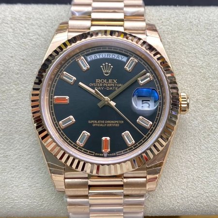 Rolex Day Date 40MM EW Factory Rose Gold Black Dial