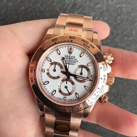 Rolex Daytona m116505-0010 Noob Factory Rose Gold White Dial